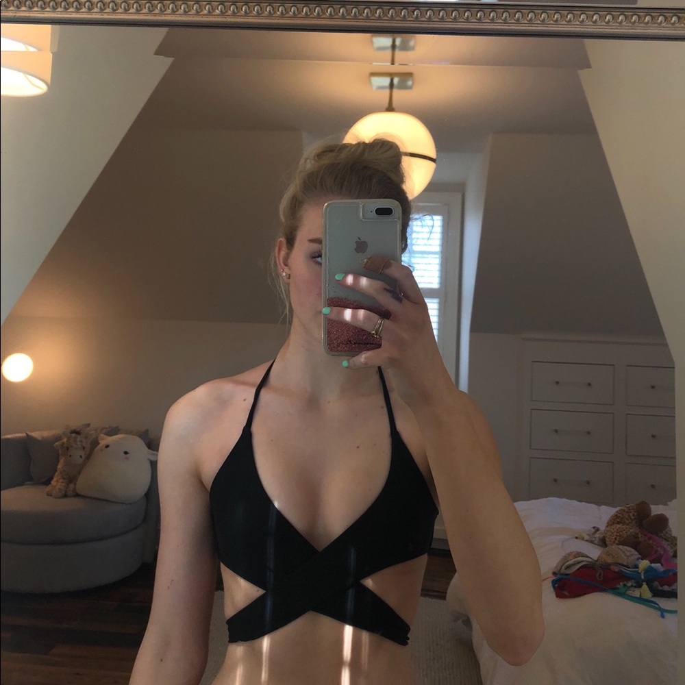 black zaful wrap bikini top